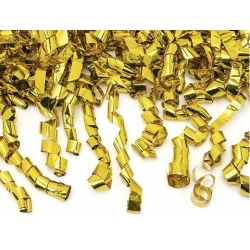 Konfetti wystrzałowe 40 cm - złote serpentyny